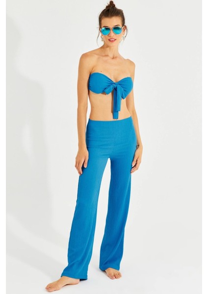 Kadın Mavi Büstiyerli Pantolon Takım YEL221225 indirimleri