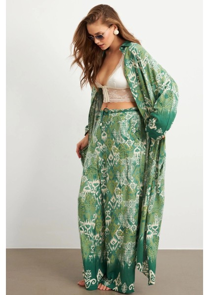 Kadın Yeşil Kaftan Takım Sİ159 modelleri