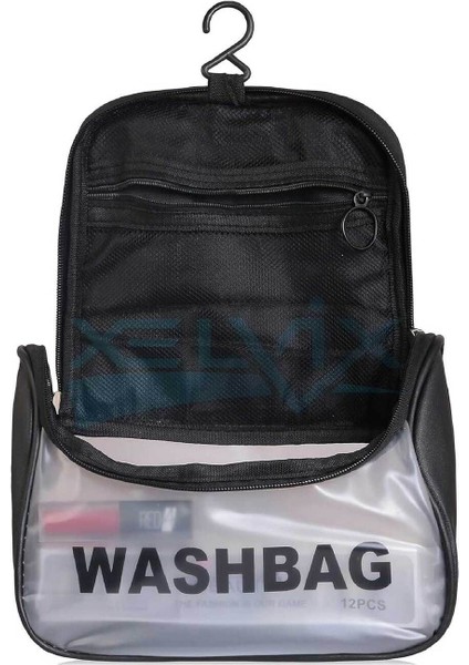 Siyah Seyahat Washbag, Makyaj ve Kişisel Bakım Ürünleri Taşıma Çantası modelleri