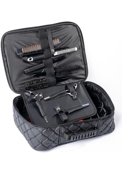 Kapitone Kuaför ve Berber Ekipman Taşıma Çantası, Siyah, Şık ve Pratik Tasarım indirimleri