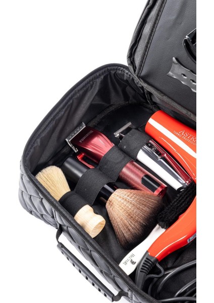 Kapitone Kuaför ve Berber Ekipman Taşıma Çantası, Siyah, Şık ve Pratik Tasarım