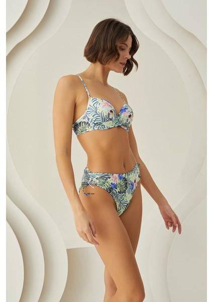 Renkli Branch Flower Kaplı Bikini Takımı fiyatları
