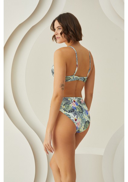 Renkli Branch Flower Kaplı Bikini Takımı modelleri