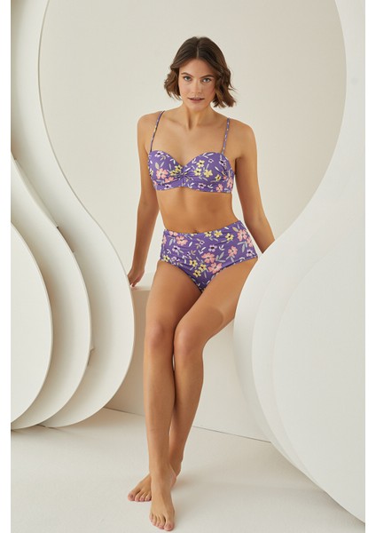 Renkli Bloom Lotus Straplez Tek Üst Bikini fiyatları