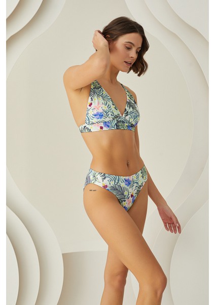 Renkli Branch Flower Kapsız Bikini Takımı fiyatları