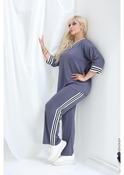 Şeritli Takım Oysho Modal Kumaş Şeritli Yumuşak Dokulu M-6xl