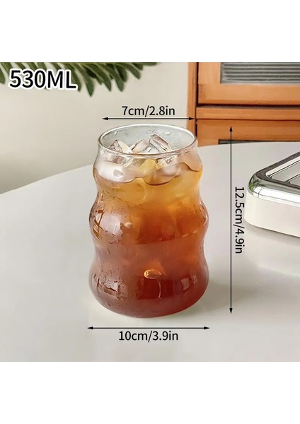 1/2pcs Şeffaf Cam Fincan Ins Ins Coffe Kupa Isıya Dirençli Tumbler Içme Camları Kokteyl Içecek Için Dalgalanma Su Gözlükleri S4 530ML/KAPASITE401-500ML (Yurt Dışından)