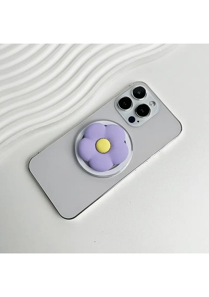 Soket Konuşma Macron Reçine Reçine Çiçek Cep Telefonu Magsafe iPhone Mac Samsung Güvenli Yüzük Parmağı Genişleyen StandcolorMor (Yurt Dışından)