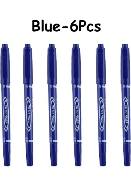 6/12 Pcs Çift Ucu Kalıcı Marker Siyah/mavi/kırmızı Yağ Işaretleyici Kalem Ince Nid Marker Mürekkep Kırtasiye Okulu Ofis Malzemeleri Mavi-6pcs (Yurt Dışından)