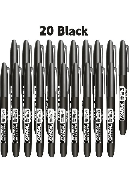 1-20PCS Kalıcı Marker Kalem Çizim Işaretleri Yağ Tabanlı Su Geçirmez Siyah Mavi Kırmızı Mürekkep Eskiz Kurtarıcı Kırtasiye Sanat Okulu Malzemeleri20 Siyah (Yurt Dışından)