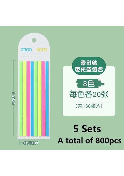 5set Kindfuny 160PCS Çıkartmalar Şeffaf Bookmarkers Sekmeleri Flags Kırtasiye Gönderildi Sekmeler Memo Pad Okul Ofis Malzemeleri 5 Set Mavi (Yurt Dışından)