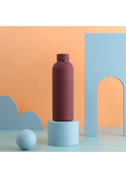 Watersy 500ML Paslanmaz Çelik Küçük Ağız Termos Spor Su Isıtıcısı Soğuk Termal Kupa Tutulabilir Yalıtılabilir Kupa Salonu Su Su Isıtıcı Kapasite500MLKırmızı Kahverengi (Yurt Dışından)