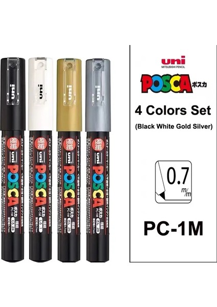 Uni Posca Marker Set Pc-1m/3m/5m Kalıcı Akrilik Boya Kalemi Hızlı Kuru Graffiti Boyama Sanatları Malzemeleri Japon Kırtasiye leri4 Molors Pc-1m (Yurt Dışından)