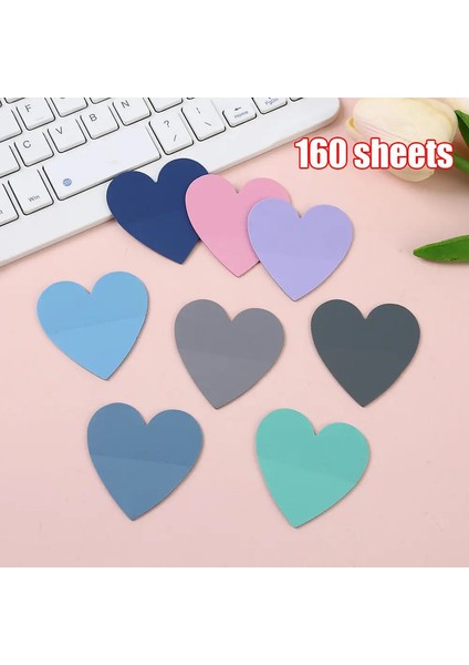 8 Madenler Aydınlık Evcil Hayvan Kalp Şeklinde Şeffaf Yapışkan Notlar, Yaratıcı Öğrenci Etiket Çıkartmaları, 160 Sheets Okul Kırtasiye StickerscolorMorandi (Yurt Dışından)