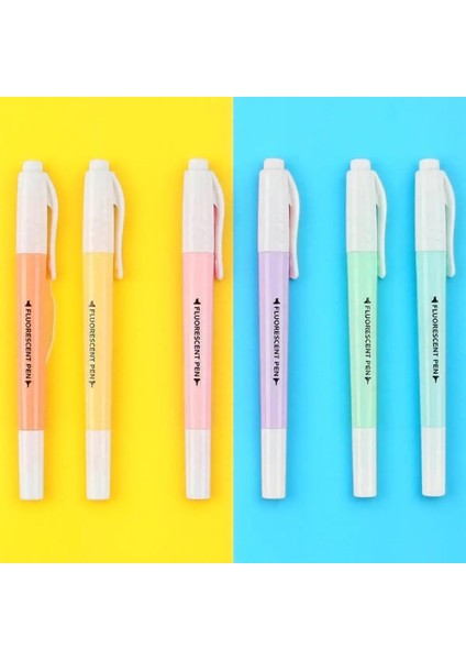6pcs Sevimli Şeker Çift Başlıklı Kalem Pen Floresan Marker Kalem Ofis Okul Kırtasiye Malzemeleri Maddeler6pcs (Yurt Dışından)