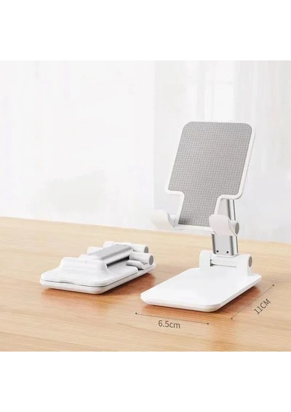 Masa Cep Telefonu Tutucu Iphone iPad Mini Xiaomi Huawei Metal Masaüstü Tablet Tutucu Tablo Hücre Katlanabilir Genişlet Destek KolBeyaz (Yurt Dışından)