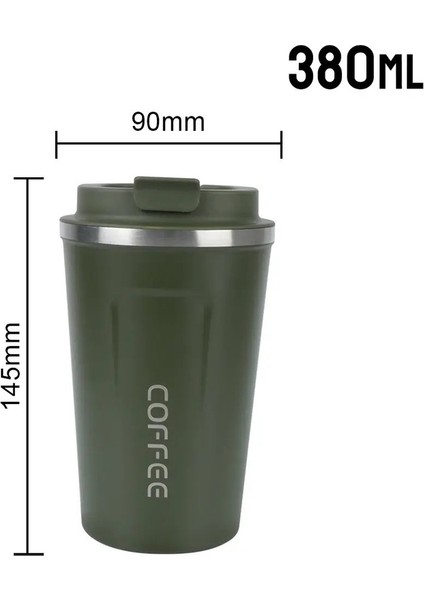 Termo Cafe Kahve Kupa Araç Termos Kupa 380/510ML Sızıntı_ Geçirmez Seyahat Termo Kupası Kahve Çift Paslanmaz Çelik KupaKahve Kupa380ML Yeşil (Yurt Dışından)