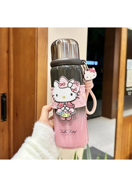 Xw Sanrio Termos Şişe Saman Kupası 600ML Sevimli Kuromi Hello Kitty Kızlar Yetişkin Kupası Paslanmaz Çelik Kawaii Termal Su Şişesi Kapasite600MLGK05 (Yurt Dışından)
