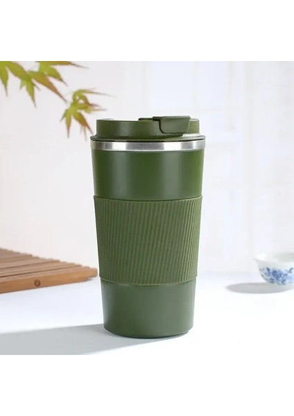 380ML 510ML Paslanmaz Çelik Kahve Fincanı Termos Kupa Garrafa Termik Caneca Termica Cafe Copo Slip Olmayan Seyahat Araç Yalıtım Yolu Şişe Kapasitesi510MLYeşil (Yurt Dışından)