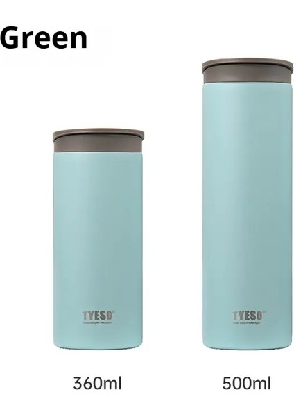 Tyeso 360/500ML Paslanmaz Çelik Yalıtılmış Seyahat Kupası Soğuk ve Isı Termal Kupa Kahve Kahve Kupası Sızdıran Vakum Şişeleri Kapasite500MLYeşil (Yurt Dışından)