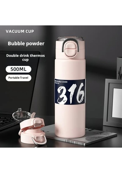 316 Paslanmaz Çelik Vakum Yalıtımlı Büyük Kapasiteli Çift Içme Pop Up Kupa Açık Mekan Taşınabilir Araç Dostu Su Şişesi Benim Için Kapasite500MLSiyah (Yurt Dışından)