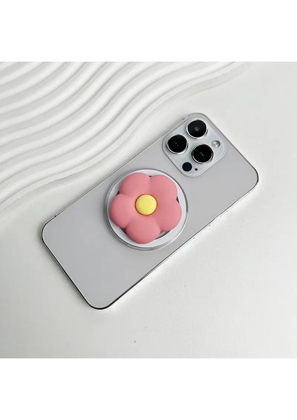 Soket Konuşma Macron Reçine Çiçek Cep Telefonu Tutucu Magsafe iPhone Mac Samsung Güvenli Yüzük Parmak Stand Gül Kırmızı (Yurt Dışından)