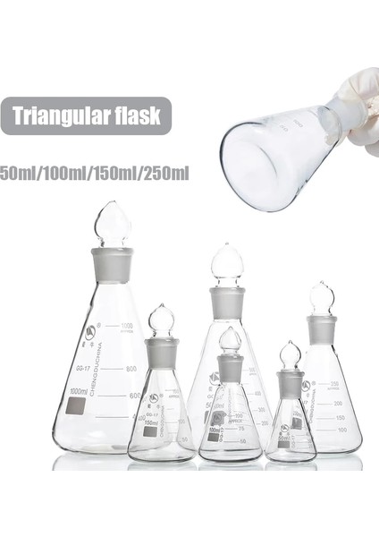50ML/100ML/150ML/250ML Lodine Flask Gl Cam Durdurucu Mark Lodine Volumetrik Flash Üçgen Flask Kapaklığı50ML (Yurt Dışından)