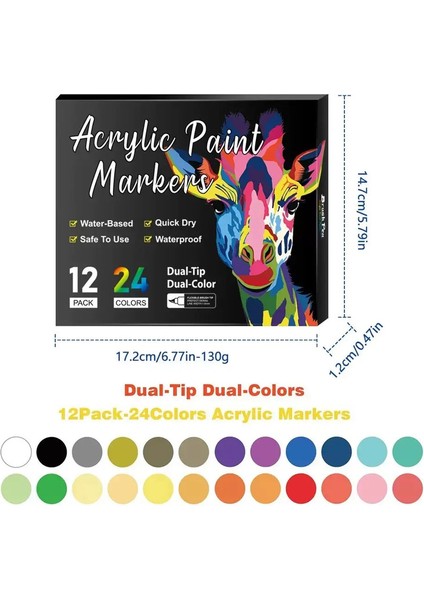 168/24 ler Çift Uçlu Akrilik Işaret Kağıt Çizim Çizim Toksik Olmayan Çocuk Yıkanabilir Sanat Markaları Okul Malzemeleri Istasyon Molor12 Pcs 24 (Yurt Dışından)