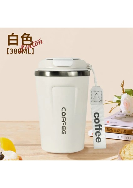 380ML Paslanmaz Çelik Kahve Yalıtımlı Kupa Çift Duvar Vakum Şişesi Sıcak Soğuk Yalıtımlı Kupa Taşınabilir Seyahat Mugcapacity380MLSiyah (Yurt Dışından)
