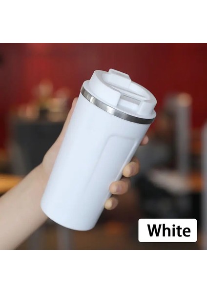 380/510ML Çift Duvar Yalıtımlı Vakum Seyahat Kahve Kupa Seyahat Paslanmaz Çelik Kahve Kupası Termal Kupa Sızdıran Termos Bottlecapity380 MlBeyaz (Yurt Dışından)