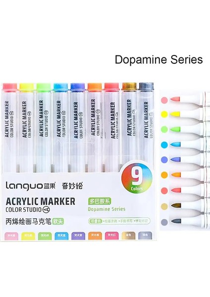 9-Color Marker Kalem Sanat Kırtasiye Istiflenebilir Sanat Keçe Kalem Öğrenme Işaretleri Çizim/boyama/grafiti Akrilik Kalem Dopamin Serisi (Yurt Dışından)