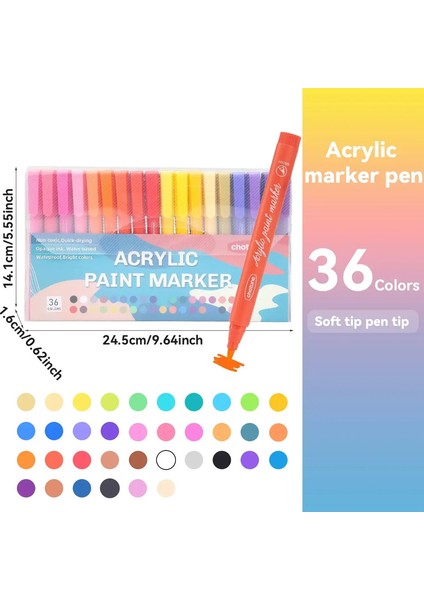 Chotune Su Bazlı Akrilik Kalem Koreli Kırtasiye Dıy Yumuşak Kafa Boyama Grafiti Kalem Sanat Sanat Malzemeleri Sanatçı Kültür Malzemeleri 36 (Yurt Dışından)