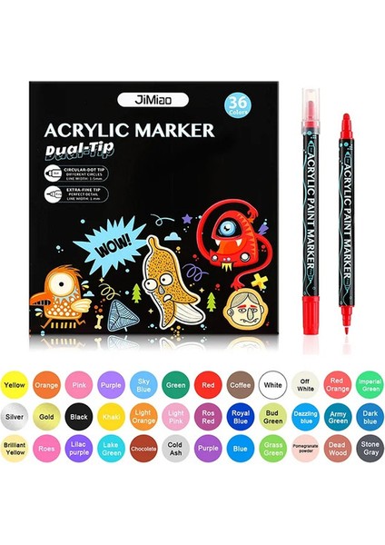 12-36 Çift Kafa Akrilik Markerlar Kalem Seti Sanat Kid Chirldren Su Geçirmez Öğrenci Scholl Sarf Malzemeleri Kırtasiye 9905-36 ler (Yurt Dışından)