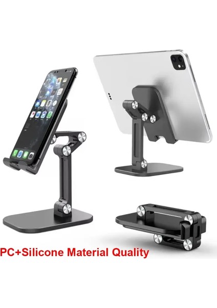 Üç Bölüm Katlanabilir Masa Cep Telefonu Tutucu iPhone Için iPad Tablet Esnek Ayarlanabilir Tembel Telefon Tutucusu Abs MalzemeBeyaz (Yurt Dışından)