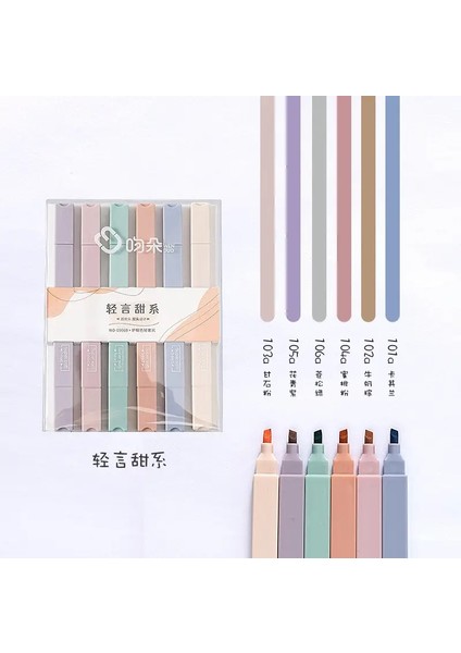 6pcs/set Vurgulayıcı Kalem Kawaii Çift Kafa Şeker Işaretleri Hızlı Kuru Resaltadores Pastel Okul Kırtasiye MalzemeleriModel 1 Tatlı Set (Yurt Dışından)