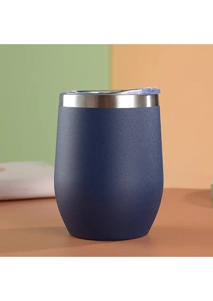 12OZ Yumurta Kabuğu Termal Kur 304 Paslanmaz Çelik Şarap Dakları Çift Duvar Vakum Şişeleri Ofis ve Ev Yalıtılmış Kahve Fincanı Kapasite350MLKoyu Mavi (Yurt Dışından)