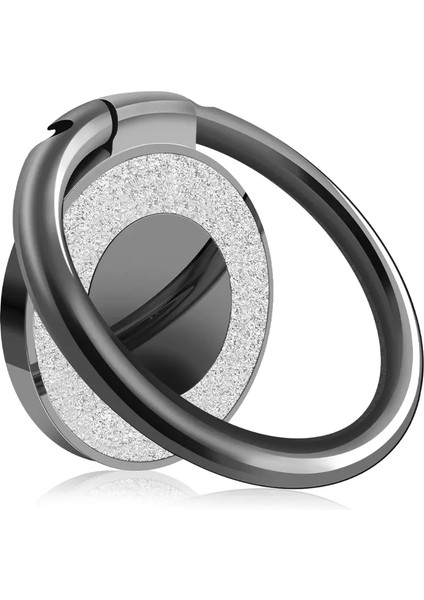 Metal Elektrokaplatma Cep Telefonu Tutucu Yüzük Tokası 360 Derece Dönebilir Cep Telefonu iPhone Samsung Xiaomi Tutucu Braket Siyah (Yurt Dışından)