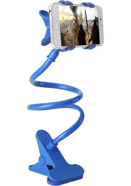 Esnek Telefon Tutucu - Ayarlanabilir 360 ° Akıllı Telefon Stand | Yatak/masa Kipi Montajı | Tüm Telefonlar Için Evrensel Mobil Braket Siyah Mavi (Yurt Dışından)