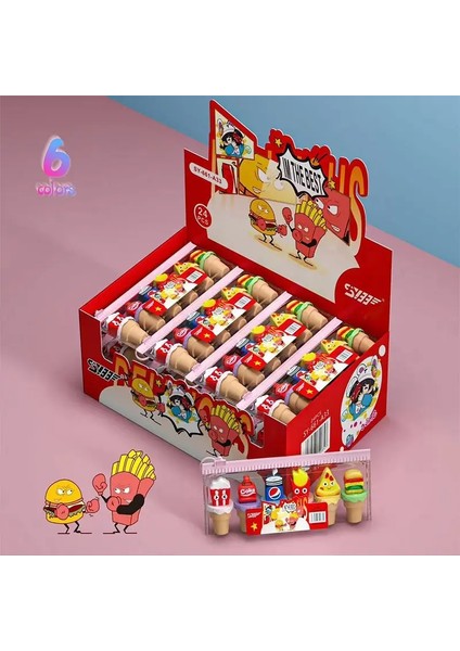 6pcs/set Üst Üstü Çok li Mini Kawaii Karikatür Karakterleri Krem ​​koni Kıtası Okul Ofis Malzemeleriler Işaretleyici Pencolor661-A33 (Yurt Dışından)