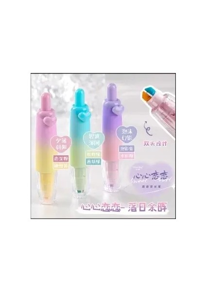 3pcs/set Iki Gradyan Vurgulayıcı Kalem Işaretleyici Kalemler Çizer Çizer Floresan Kalem Sevimli Kırtasiye Okul Malzemeleri (Yurt Dışından)