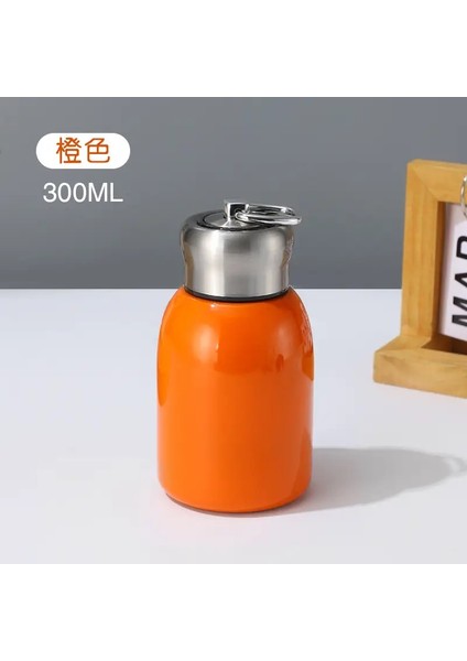 300ML Paslanmaz Çelik Vakum Şişe Kaldırma Halkası Mini Termos Kupa Araç Yalıtımlı Kupa Taşınabilir Seyahat Su Şişesi Kahve Mugkapakitesi300MLSiyah (Yurt Dışından)