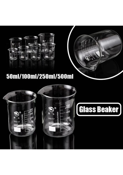 50ML/100ML/250ML/500ML Yüksek Borosilikat Cam Ölçüm Fincan Açık Ölçekli Laboratuvar Beher Mutfak Pişirme Ölçüm Fincan Kapasitesi500ML (Yurt Dışından)