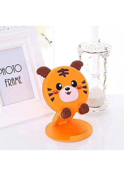 Karikatür Sevimli Katlanabilir Telefon Stand Masa Masa Masa Masaüstü Standı Standı Cep Telefonu 3D Hayvan Silikon Cep Telefonu Stand Sarı (Yurt Dışından)