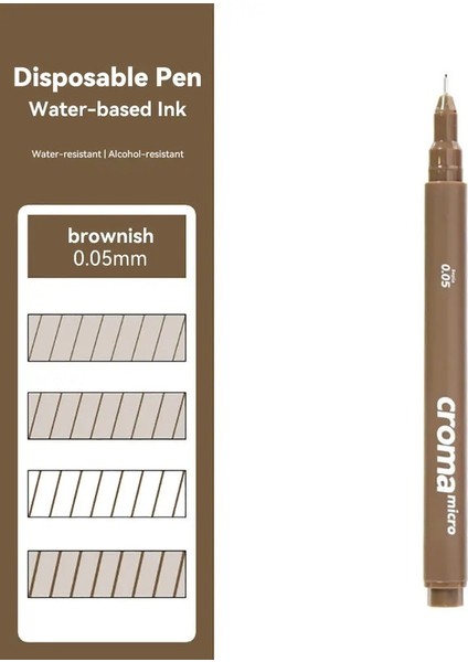 Micron Liner Fineliner Kalem 0.05 0.03 0.1 0.5 Fırça Uçu Siyah Kahverengi Fineliner Çizim Manga Çizim Kalemi Kroki Kırtasiye 1pc 0.05 Koyu Kahverengi (Yurt Dışından)