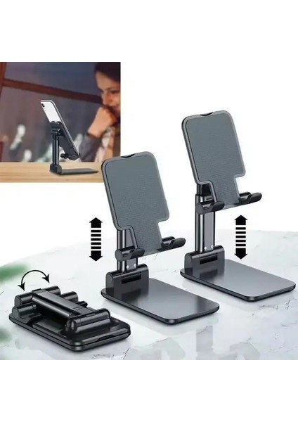 Yüksek Kaliteli Masaüstü Tablet Tutucu Masa Hücresi Katlanabilir Genişletme Destek Masası Mobil Ayarlanabilir Telefon Tutucusu StandcolorSiyah (Yurt Dışından)