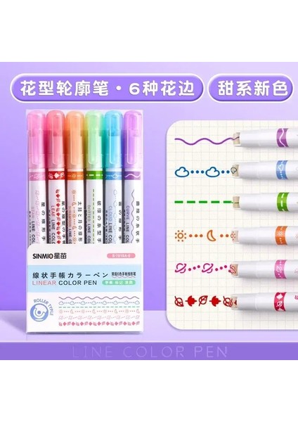 3/6/8 Pcs Hat Şekilli Vurgulayıcı Uç Eğrisi Liner Işaretleyici Kalem Kawaii Grafiti Kalem Kore Kırtasiye Okul Ofis Malzemeleri 6 Adet Set B B (Yurt Dışından)
