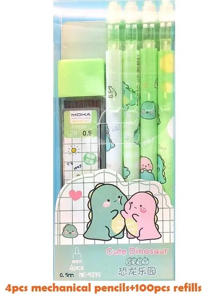Sevimli Peach Dinozor Dolunlu Mekanik Kalemler Silgiler Silgiler Kawaii Otomatik Kalemler Kore Kırtasiyesi Okul Için KorsanserC (Yurt Dışından)