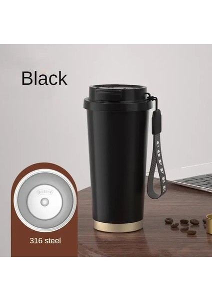 530ML Paslanmaz Çelik Termos Kahve Fincanı Çift Duvar 316 Paslanmaz Çelik Vakum Yalıtımlı Kahve Suyu Şişe Suyu Şişe530MLSiyah (Yurt Dışından)