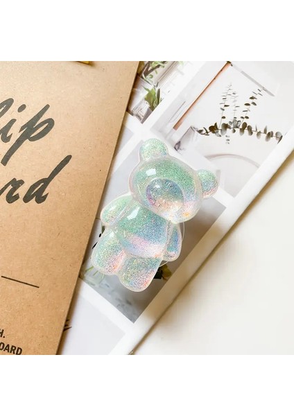 Kore Glitter Bear Cep Telefon Tutucu Grip Tok Tok Braketi Iphone Samsung Xiaomi Katlanabilir Araba Katlanır Mobil Soket Stand 4 (Yurt Dışından)