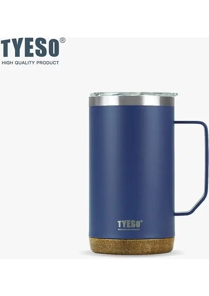 Tyeso 530/710ML Paslanmaz Çelik Kupa 8836/8837 Saplı Ahşap Tahıl Baskı Termos Tumbler Şişe Vakum Yalıtımlı Kupa Kapasite: 530ML/RENK: Mavi (Yurt Dışından)